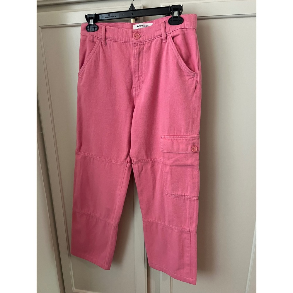 Reformation Bailey High Rise Utility Pant Pink Organic Cotton Cargo Size 26